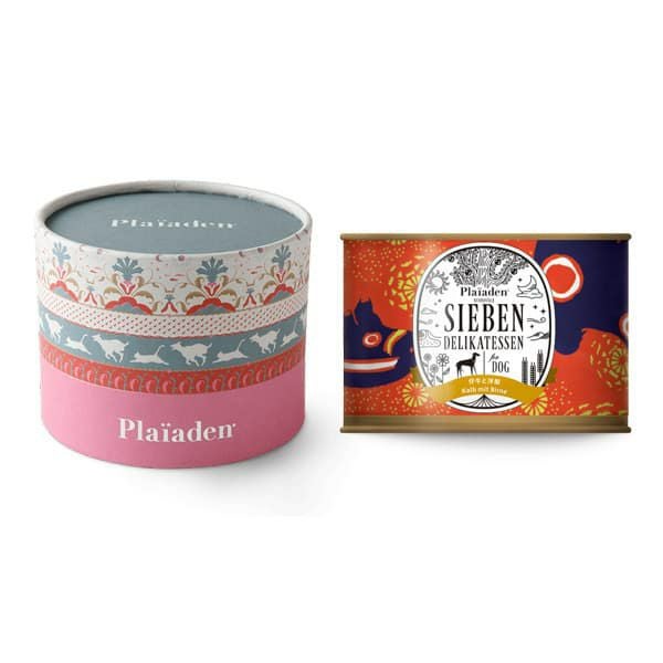 Plaiaden SIEBEN ドッグフード 仔牛と洋梨 缶詰 仔牛と洋梨 200g for Dog＋1缶用ギフトボックス ピンク｜プレイ